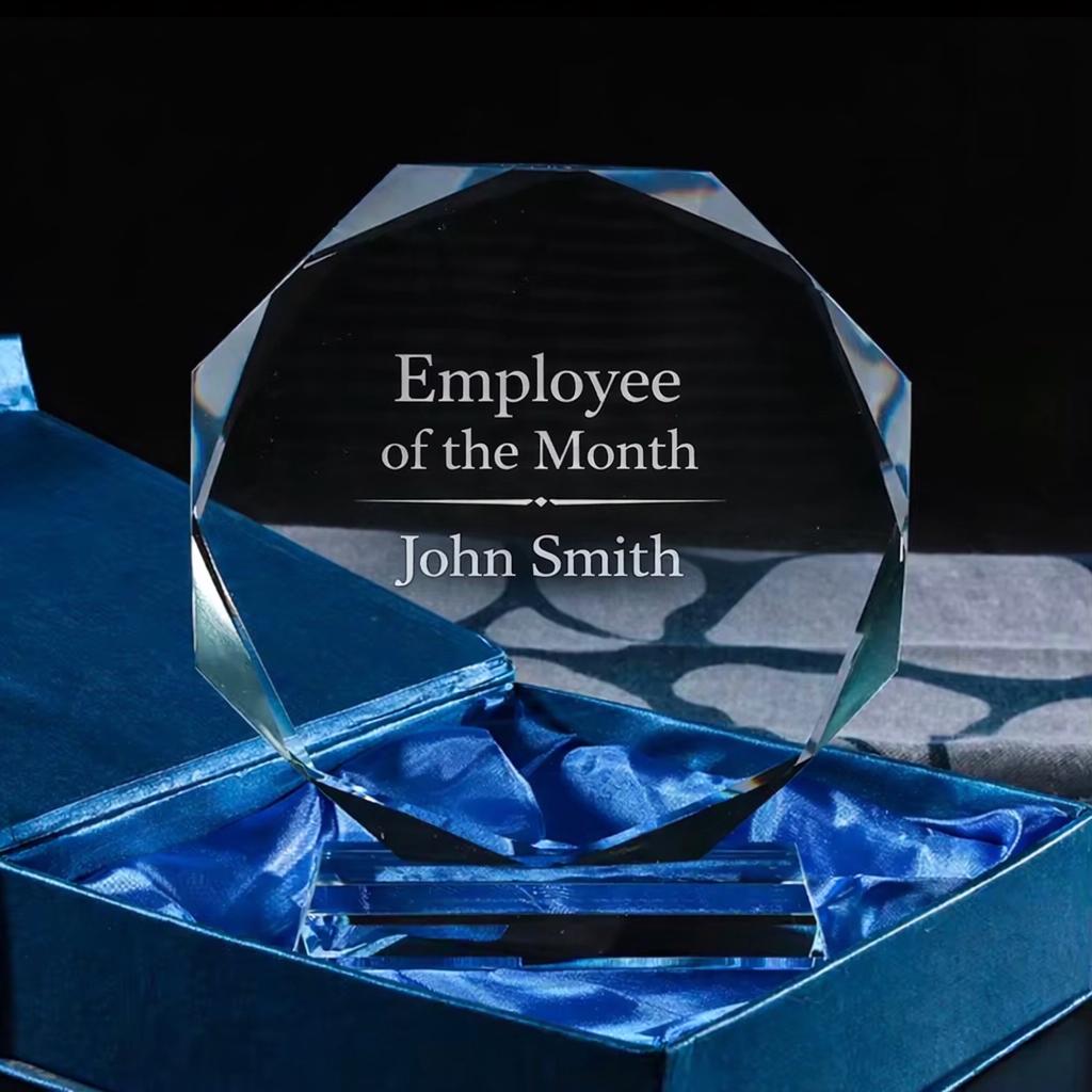 Custom Engraved Glass Award - Personalized Recognition Trophy - MadJax Prints
