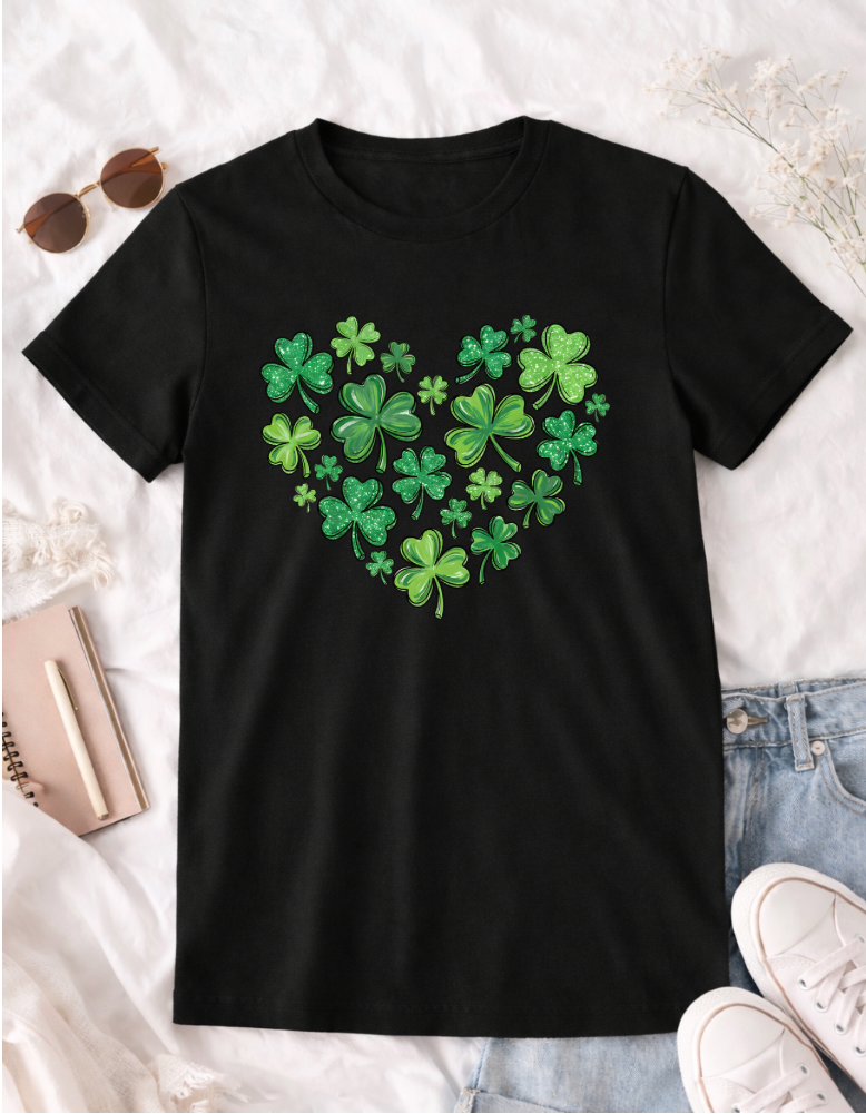 Clover Heart St. Patrick's Day T-Shirt for Luck and Festivity