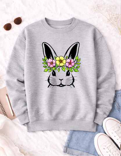 Floral Bunny Easter T-shirt for Kids and Adults - Cute Spring Apparel