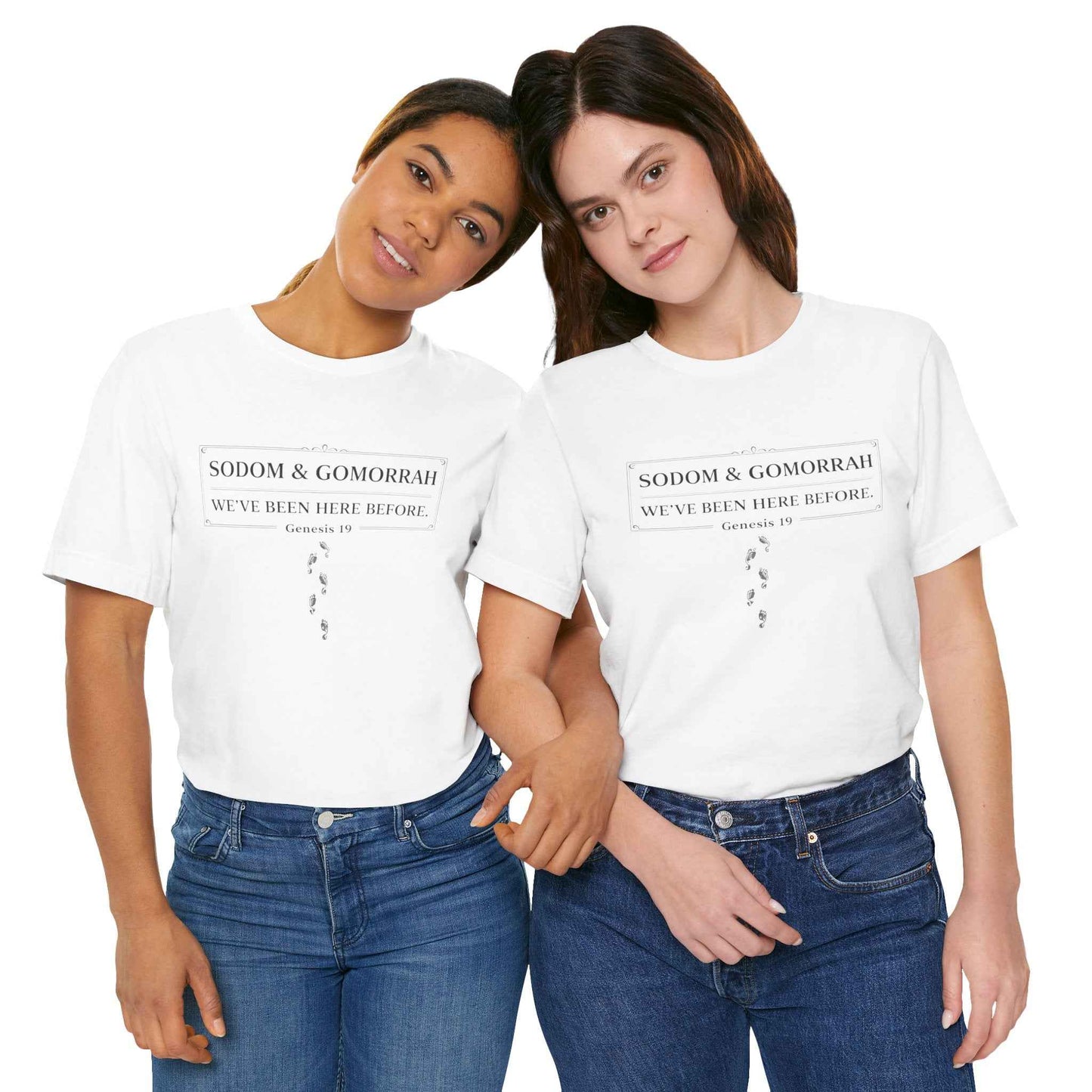 Sodom and Gomorrah T-Shirt - Biblical Footprints Graphic Tee