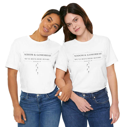 Sodom and Gomorrah T-Shirt - Biblical Footprints Graphic Tee