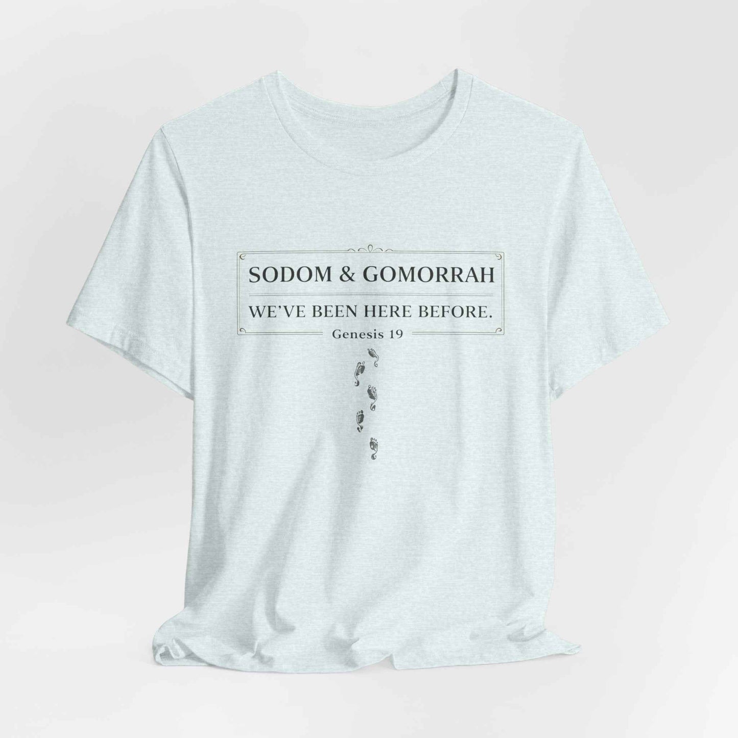 Sodom and Gomorrah T-Shirt - Biblical Footprints Graphic Tee