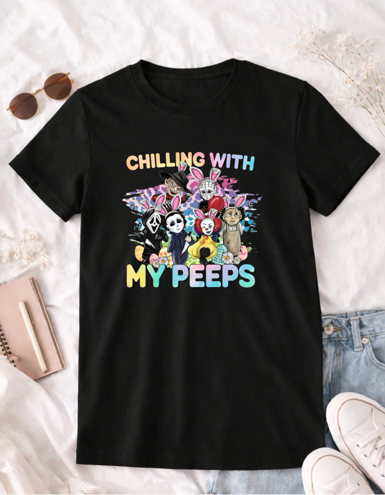 Horror Easter Shirt | Chilling With My Peeps Graphic Tee