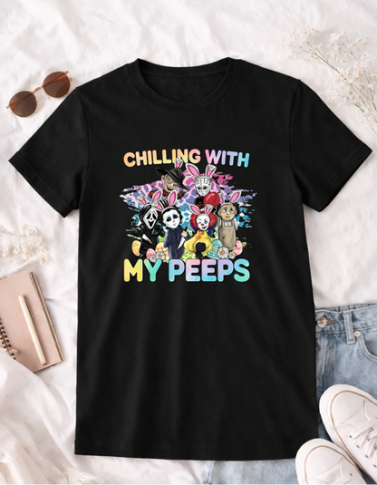 Horror Easter Shirt | Chilling With My Peeps Graphic Tee