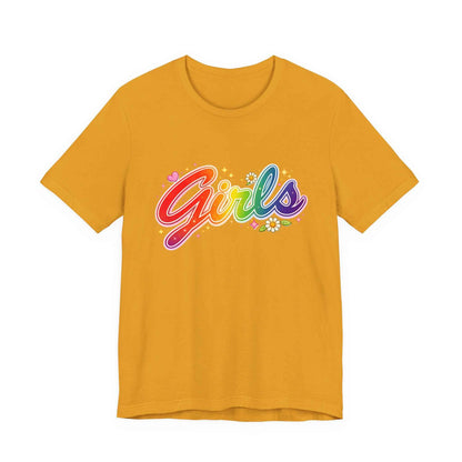Rainbow Printed Girls T-Shirt for Friends | Vintage Style Girl Tee