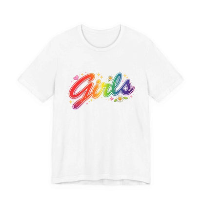 Rainbow Printed Girls T-Shirt for Friends | Vintage Style Girl Tee
