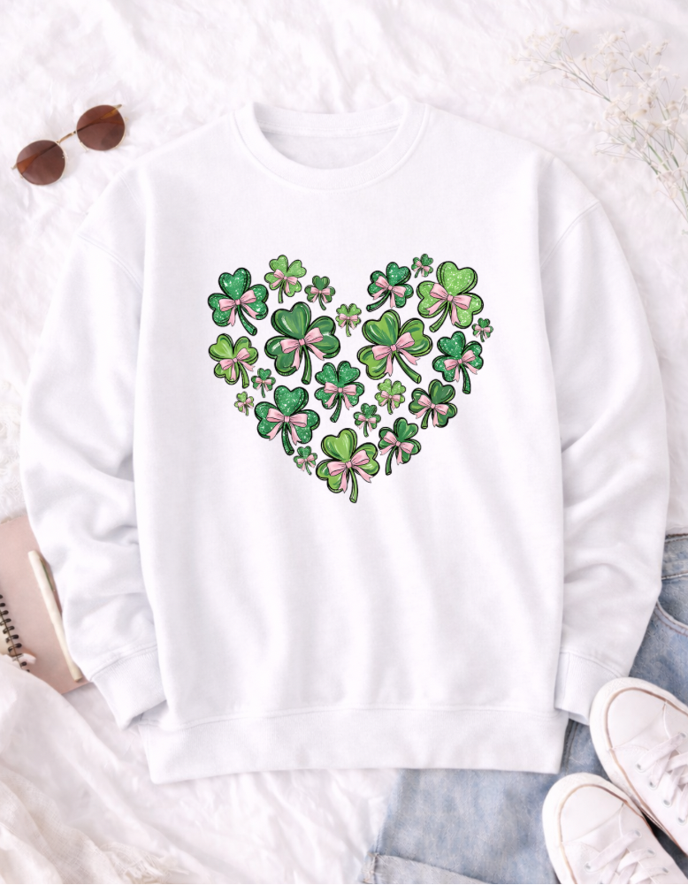 Clover Bow Heart St. Patrick's Day T-Shirt for Festive Celebrations