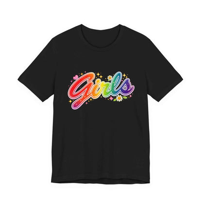 Rainbow Printed Girls T-Shirt for Friends | Vintage Style Girl Tee