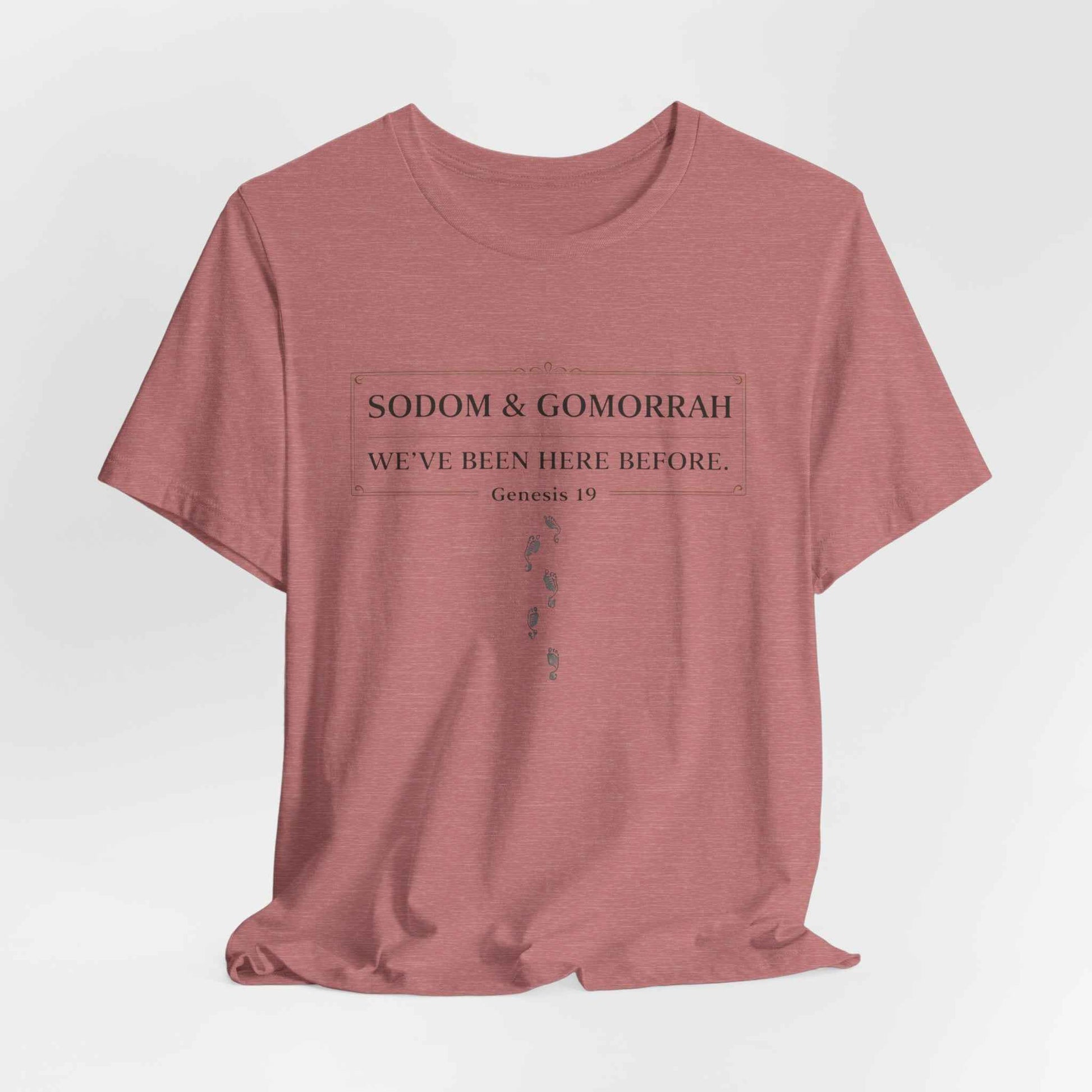 Sodom and Gomorrah T-Shirt - Biblical Footprints Graphic Tee