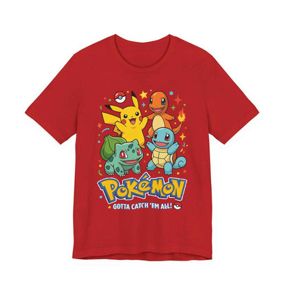 Pokemon Starter Trio T-Shirt - Gotta Catch Em All Graphic Tee