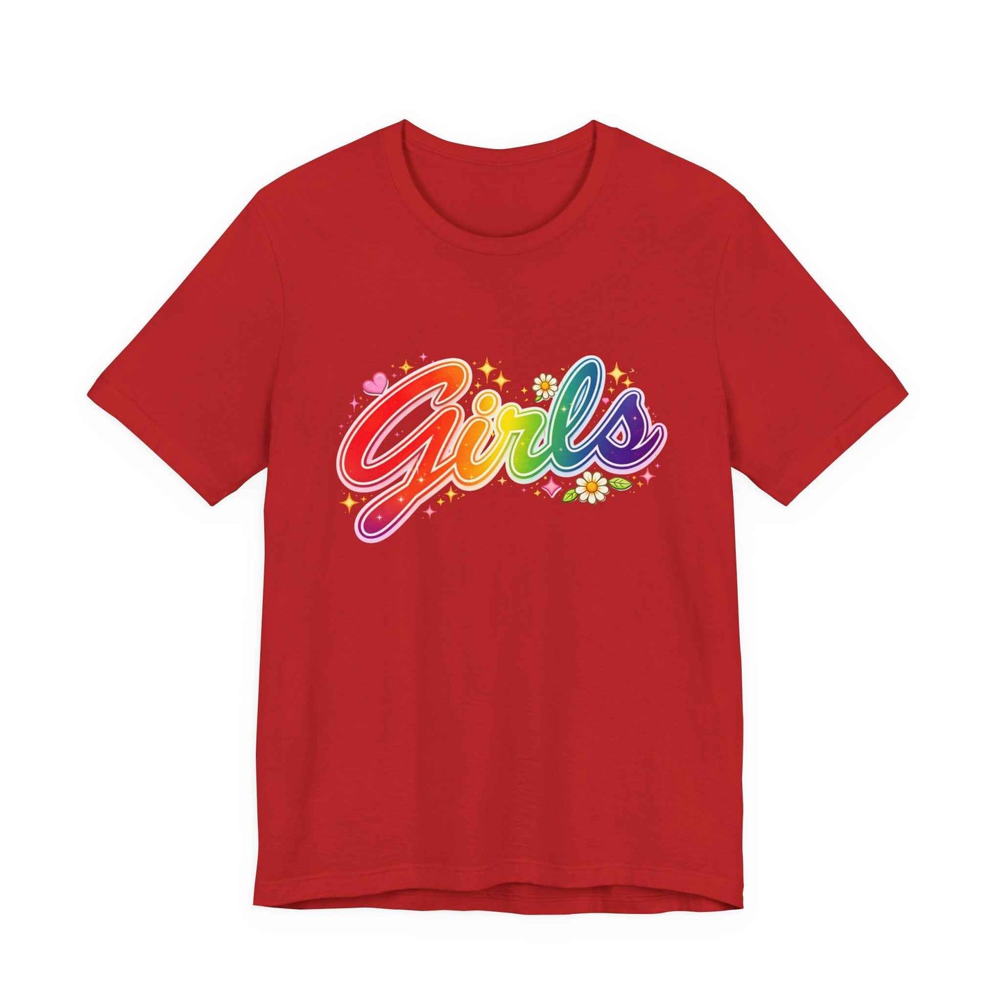 Rainbow Printed Girls T-Shirt for Friends | Vintage Style Girl Tee