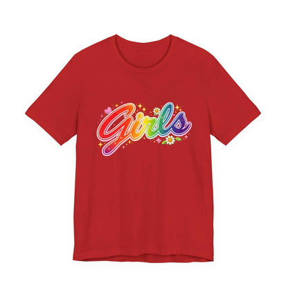 Rainbow Printed Girls T-Shirt for Friends | Vintage Style Girl Tee