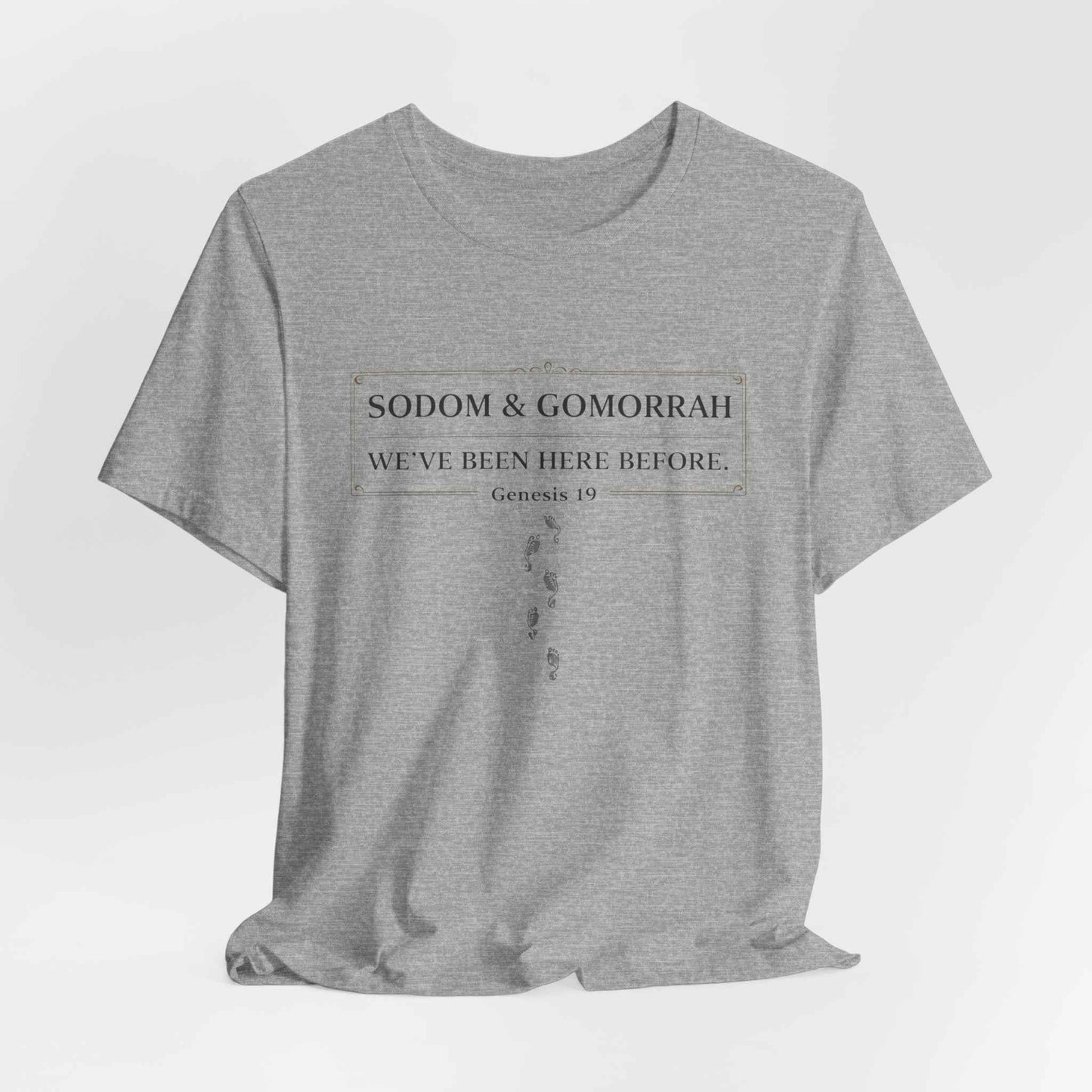 Sodom and Gomorrah T-Shirt - Biblical Footprints Graphic Tee