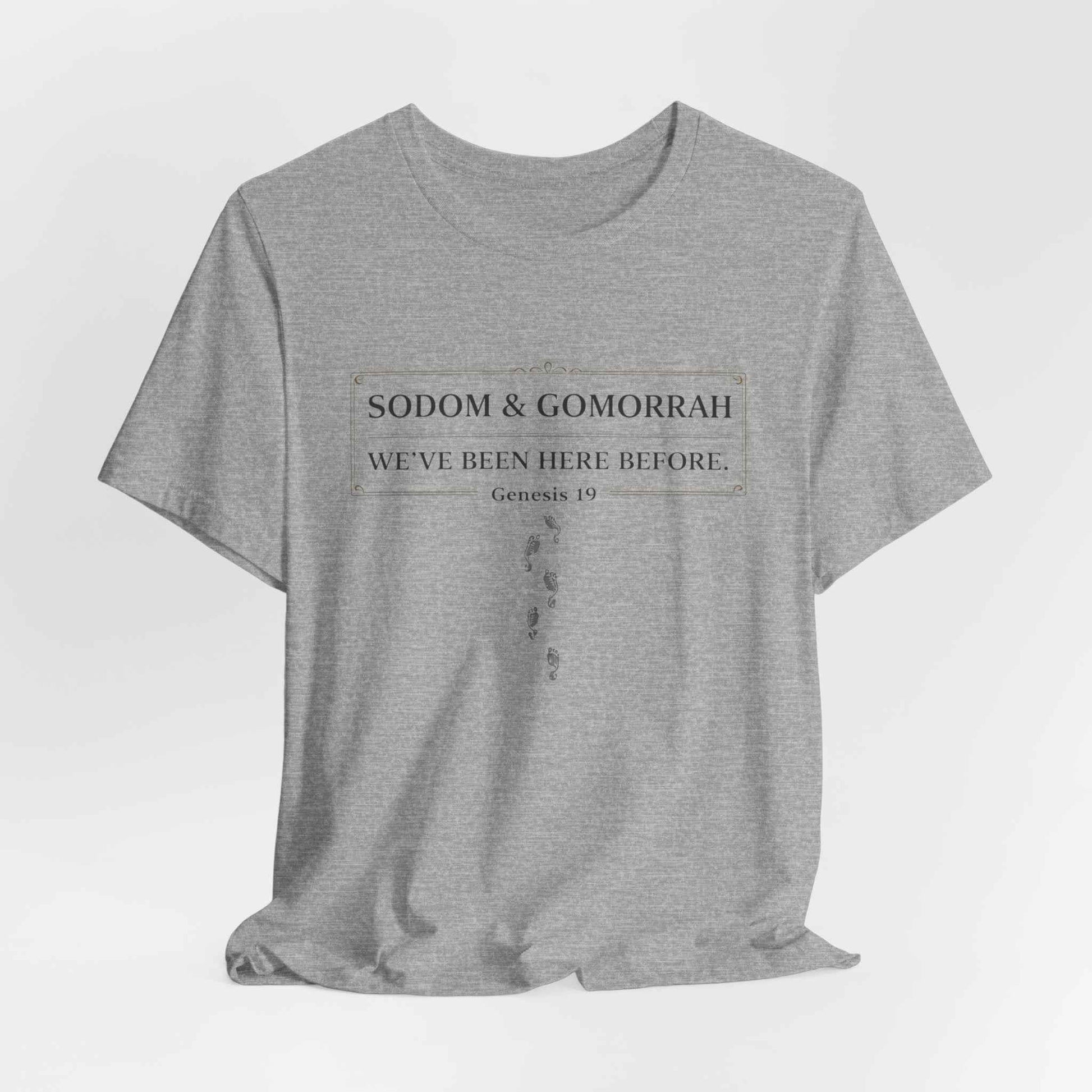 Sodom and Gomorrah T-Shirt - Biblical Footprints Graphic Tee