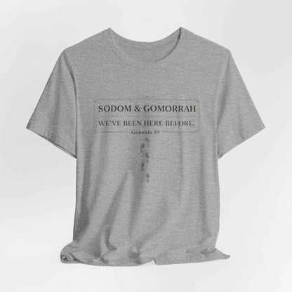 Sodom and Gomorrah T-Shirt - Biblical Footprints Graphic Tee