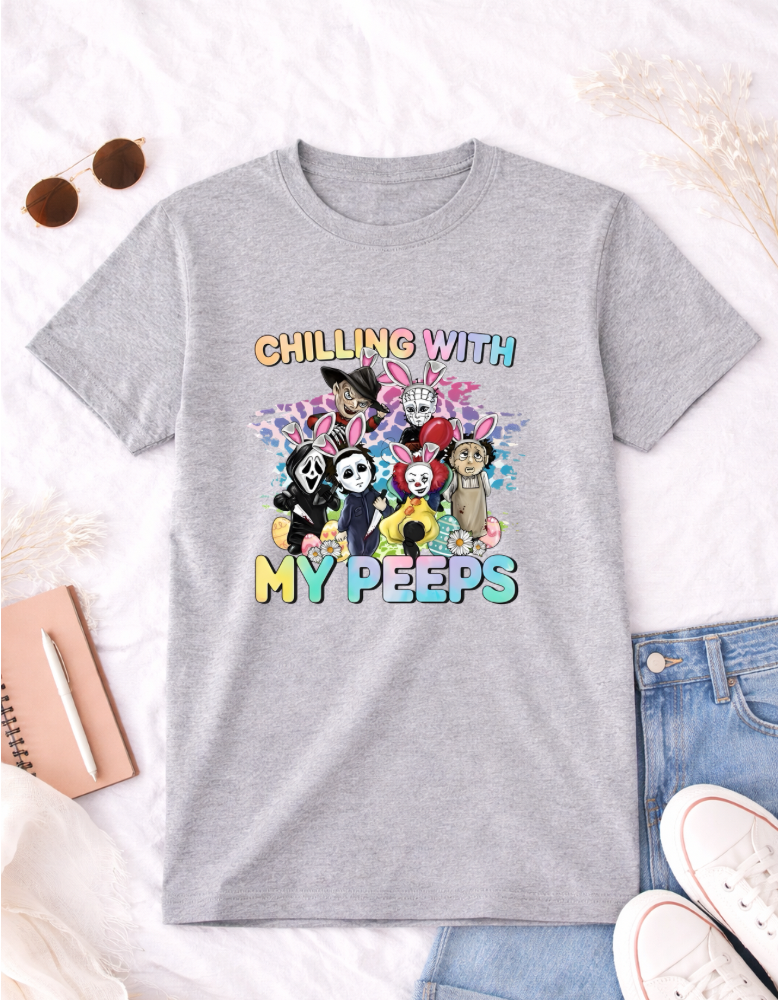 Horror Easter Shirt | Chilling With My Peeps Graphic Tee