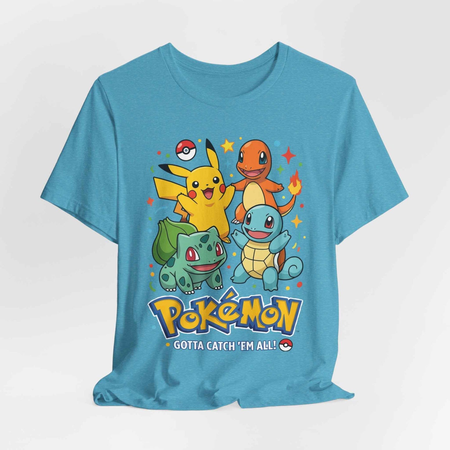 Pokemon Starter Trio T-Shirt - Gotta Catch Em All Graphic Tee