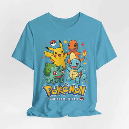 Pokemon Starter Trio T-Shirt - Gotta Catch Em All Graphic Tee
