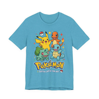 Pokemon Starter Trio T-Shirt - Gotta Catch Em All Graphic Tee