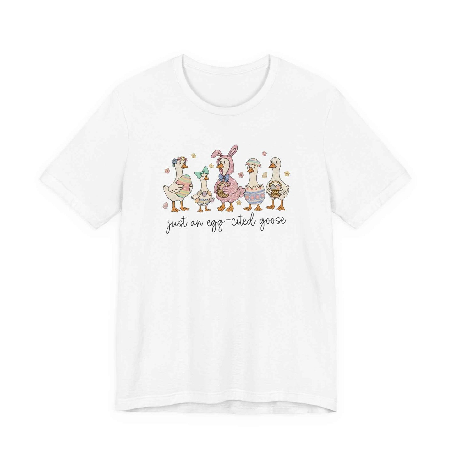 Goose Family Easter T-Shirt - Adorable Pastel Tee with Eggy-Tailed Goose Design