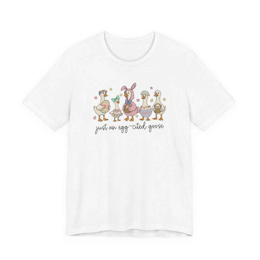 Goose Family Easter T-Shirt - Adorable Pastel Tee with Eggy-Tailed Goose Design