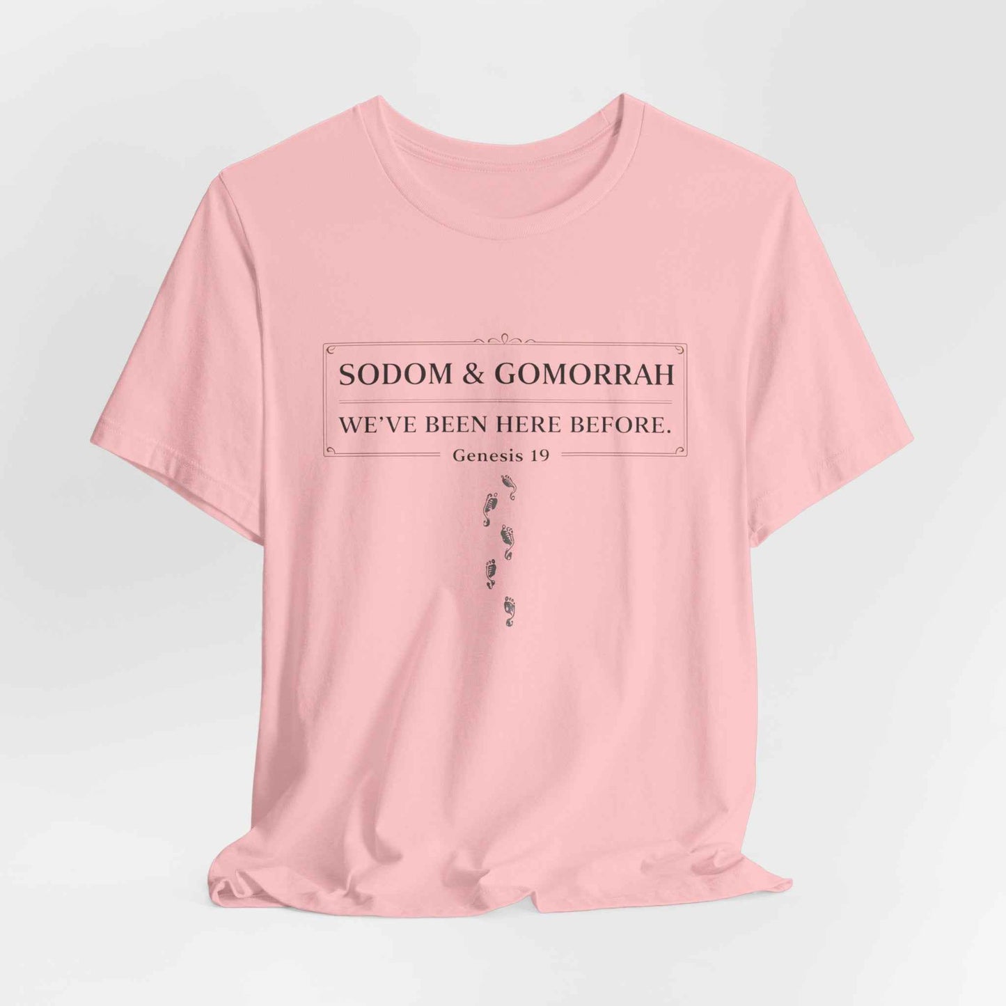 Sodom and Gomorrah T-Shirt - Biblical Footprints Graphic Tee