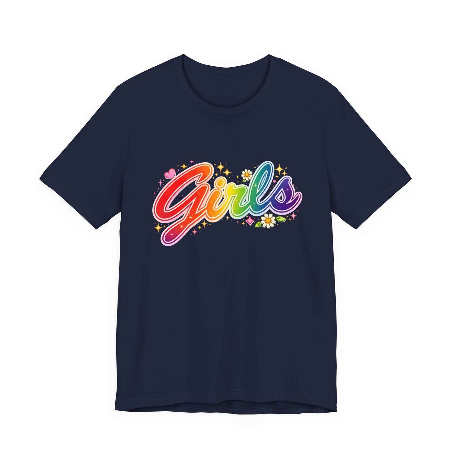 Rainbow Printed Girls T-Shirt for Friends | Vintage Style Girl Tee