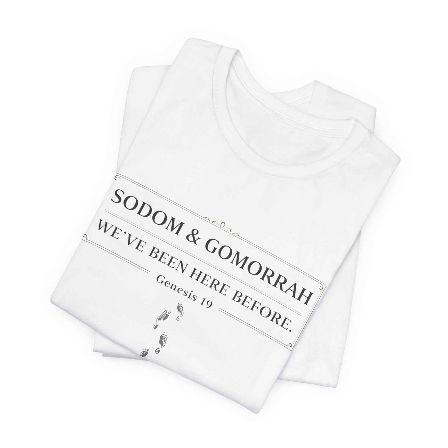 Sodom and Gomorrah T-Shirt - Biblical Footprints Graphic Tee