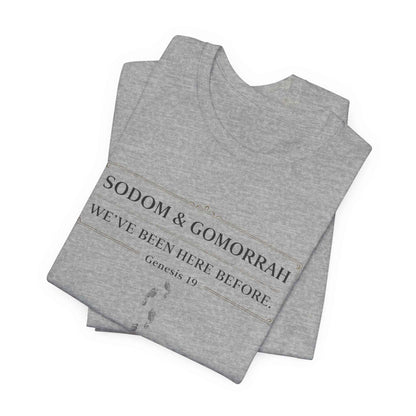 Sodom and Gomorrah T-Shirt - Biblical Footprints Graphic Tee
