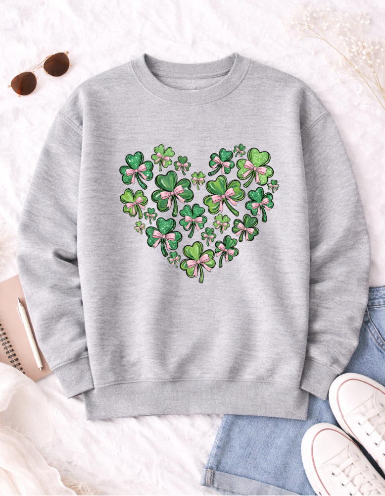 Clover Bow Heart St. Patrick's Day T-Shirt for Festive Celebrations