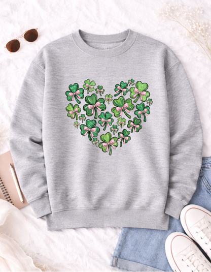 Clover Bow Heart St. Patrick's Day T-Shirt for Festive Celebrations