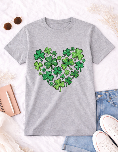 Clover Heart St. Patrick's Day T-Shirt for Luck and Festivity