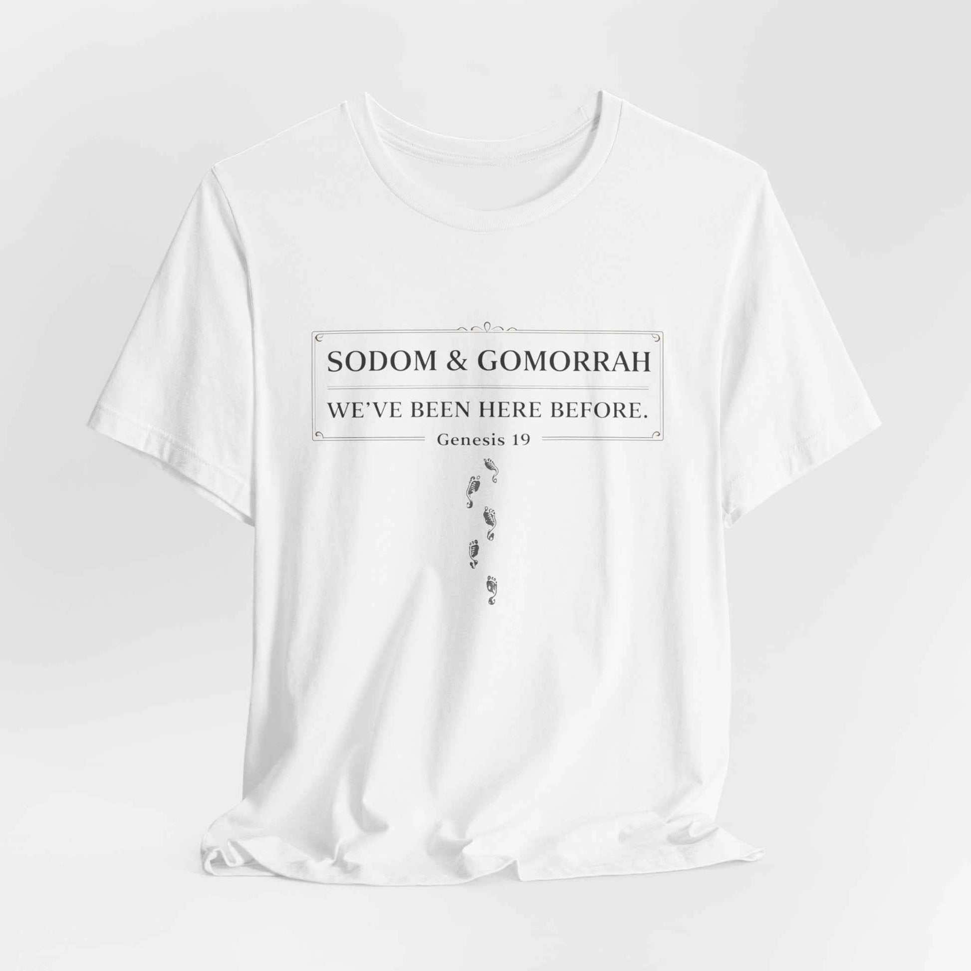 Sodom and Gomorrah T-Shirt - Biblical Footprints Graphic Tee