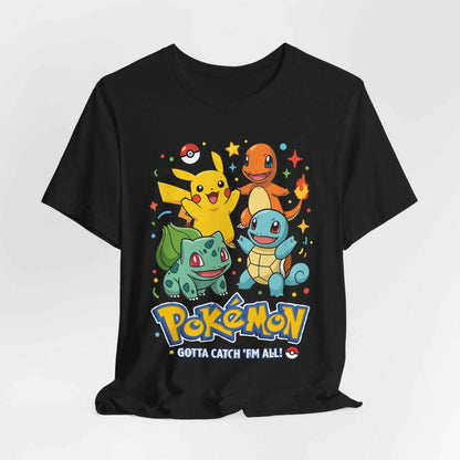 Pokemon Starter Trio T-Shirt - Gotta Catch Em All Graphic Tee