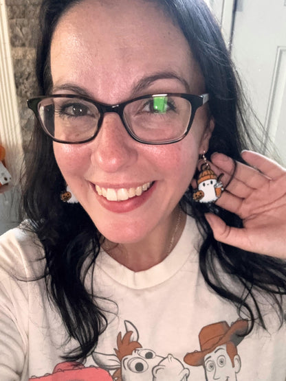 3D Printed Ghost Earrings: Pumpkin Spice Latte & Jack-o'-Lantern - MadJax Prints