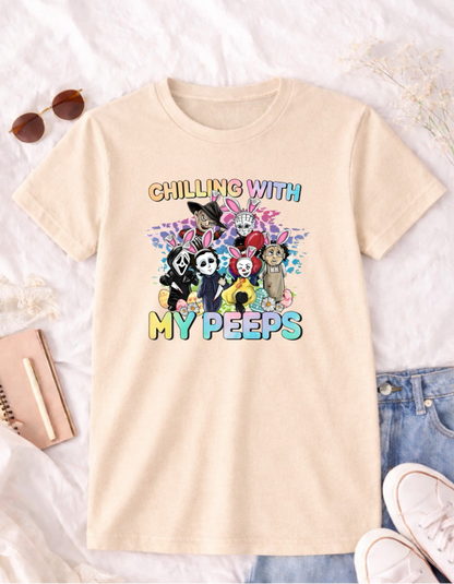Horror Easter Shirt | Chilling With My Peeps Graphic Tee
