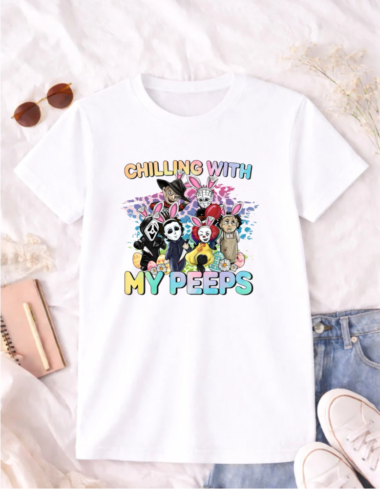 Horror Easter Shirt | Chilling With My Peeps Graphic Tee