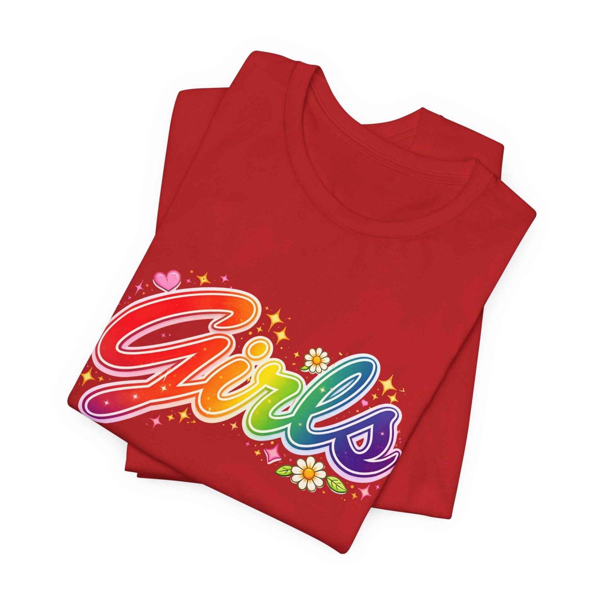 Rainbow Printed Girls T-Shirt for Friends | Vintage Style Girl Tee