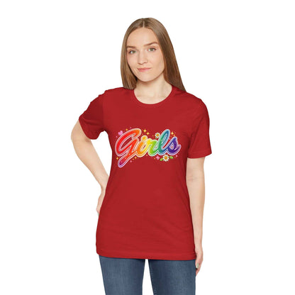 Rainbow Printed Girls T-Shirt for Friends | Vintage Style Girl Tee