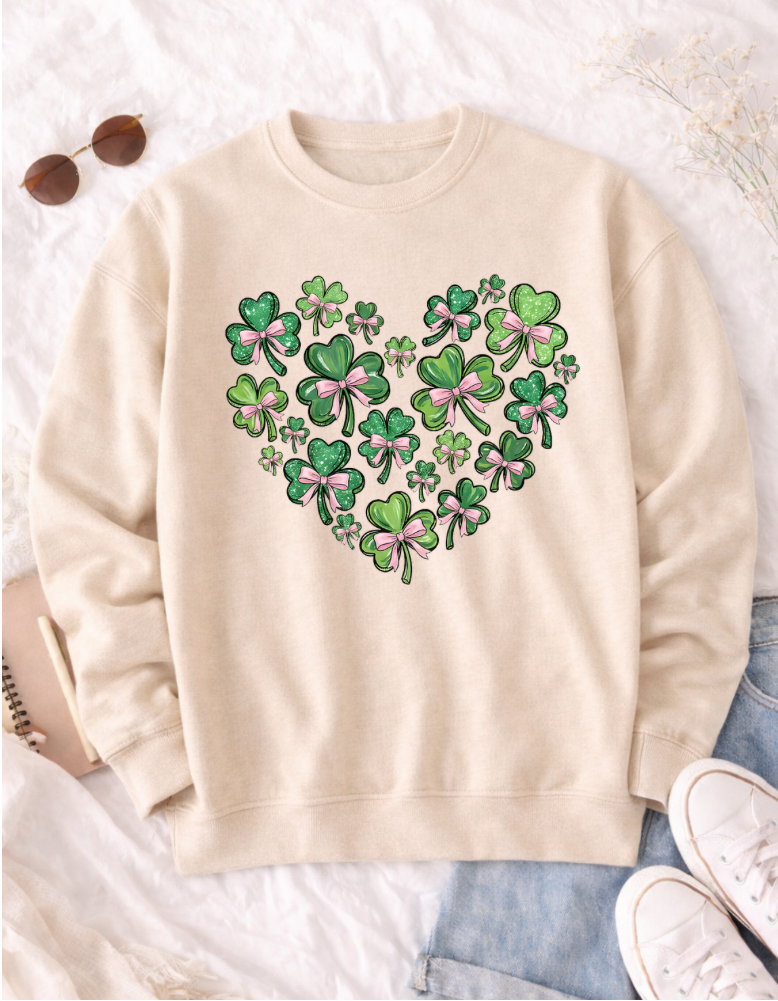 Clover Bow Heart St. Patrick's Day T-Shirt for Festive Celebrations