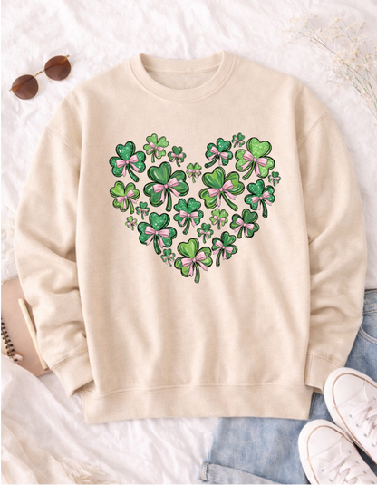 Clover Bow Heart St. Patrick's Day T-Shirt for Festive Celebrations