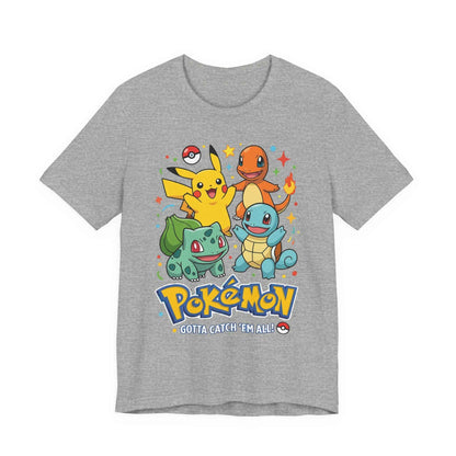 Pokemon Starter Trio T-Shirt - Gotta Catch Em All Graphic Tee