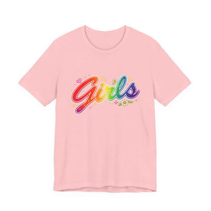 Rainbow Printed Girls T-Shirt for Friends | Vintage Style Girl Tee