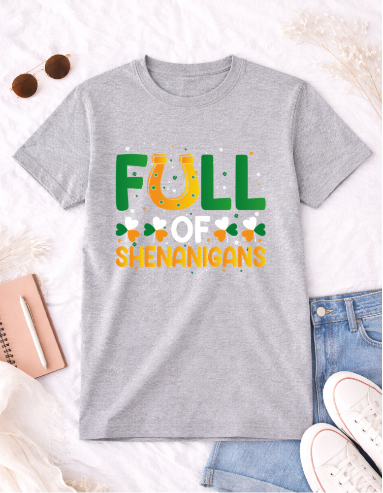Full of Shenanigans St. Patrick's Day T-Shirt - Fun Green Tee for Festive Celebrations