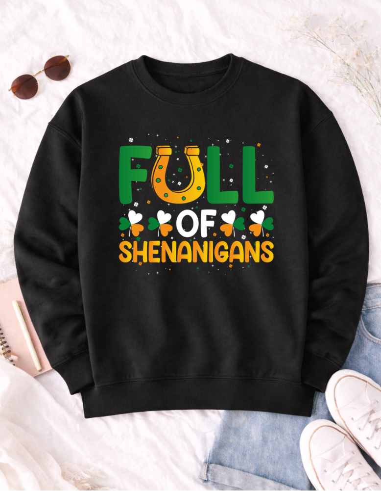 Full of Shenanigans St. Patrick's Day T-Shirt - Fun Green Tee for Festive Celebrations
