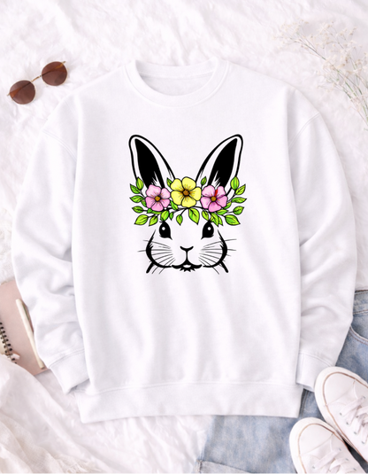 Floral Bunny Easter T-shirt for Kids and Adults - Cute Spring Apparel