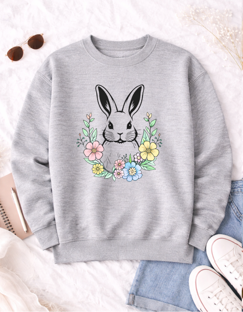 Bunny Easter T-shirt with Floral Design for Festive Celebrations