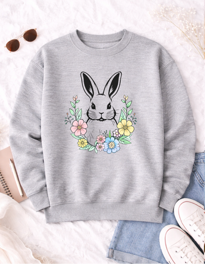 Bunny Easter T-shirt with Floral Design for Festive Celebrations