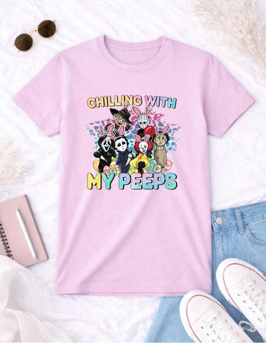 Horror Easter Shirt | Chilling With My Peeps Graphic Tee