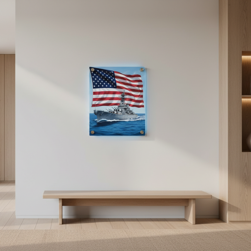 American Battleship Wall Art - Metal Print Decor for Nautical Enthusiasts